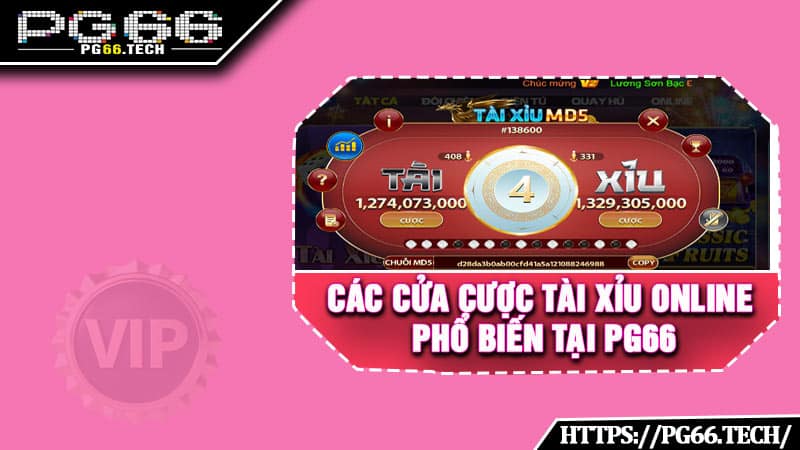 Các cửa cược tài xỉu online phổ biến tại PG66
